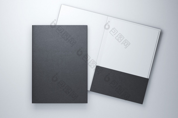两个空白的黑色文件夹 