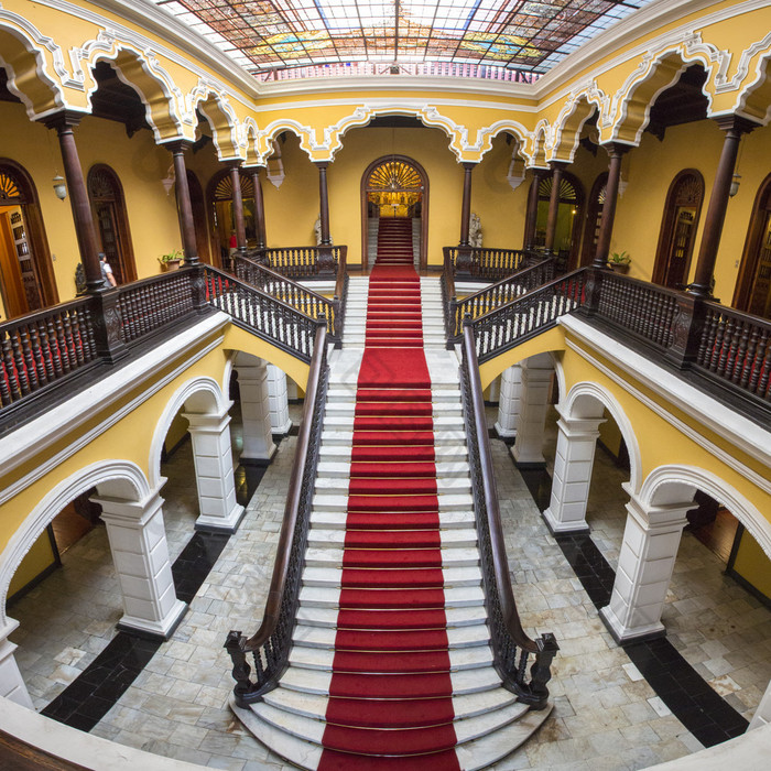 Colonial staircase at Archbishop's Palace in Lima, Peru