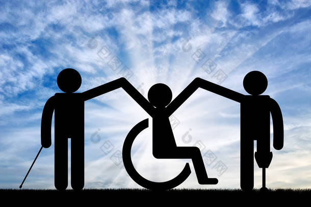 <strong>图标</strong>残疾人在社区举起手来