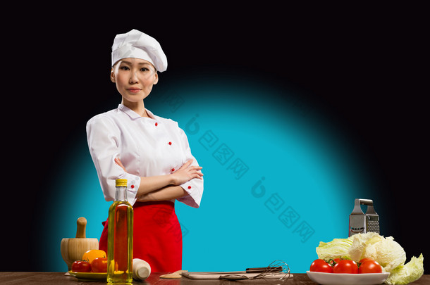 肖像亚洲女厨师