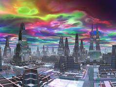 在未来的城市宇宙黎明