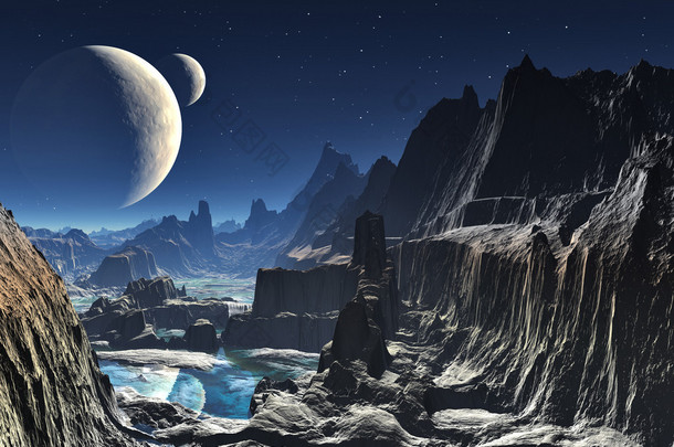 月光下的外星谷峡谷