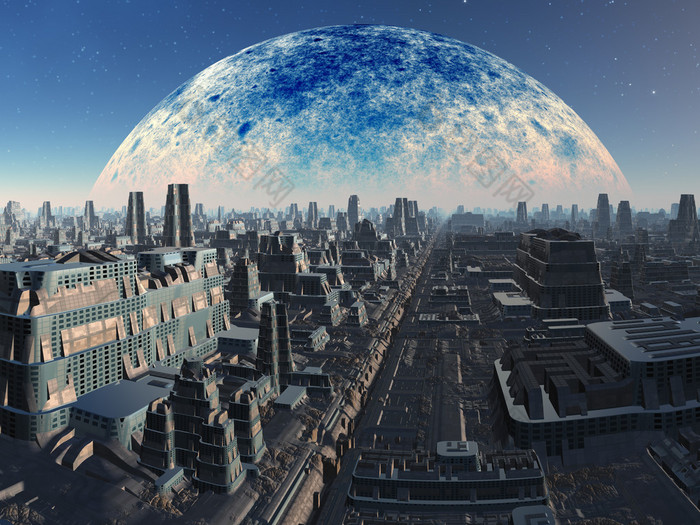 未来派外来工业城市景观