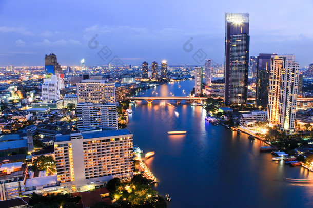 在曼谷市顶视图