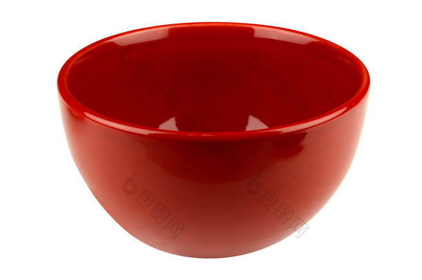 红色空碗上白色隔离