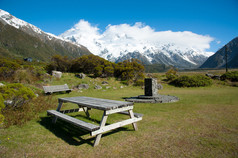 美丽的景色在步行至冰川在装载库克国家公园，南港岛，新西兰期间