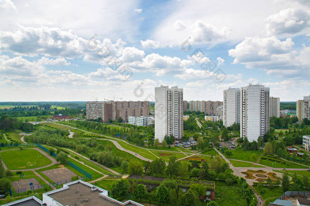 顶视图的泽廖诺格勒，俄罗斯的一条大街