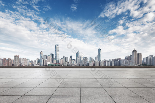 空楼与城市景观和重庆市的天际线