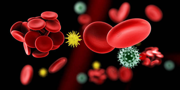 血凝块和血栓形成与白细胞和病毒医学三维图