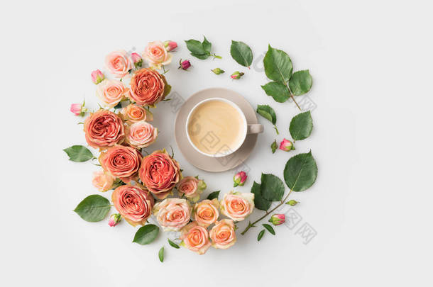 咖啡杯花花环
