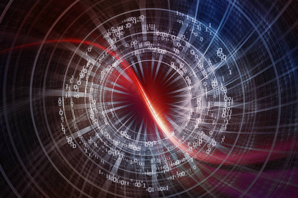 数字系列技术。数字、网格和光在技术、科学和计算机信息<strong>世界</strong>中的相互作用