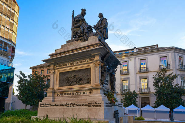 西班牙天主教国王在安达卢西亚格拉纳达的纪念碑西班牙雷耶斯·卡托利科斯雕像