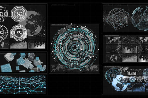 3d 渲染数字图表和图形全息屏幕