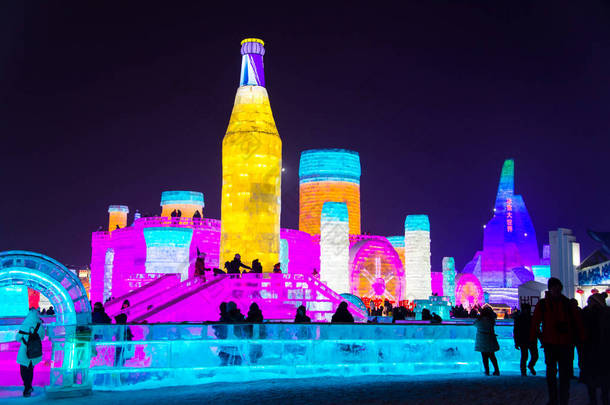 哈尔滨，中国-2017 年 1 月 21 日︰ 哈尔滨国际冰和雪 