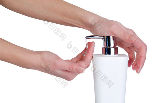 孤立的白色衬底上的洗手