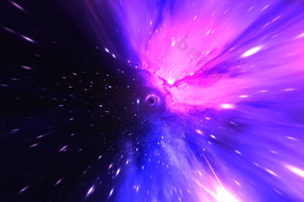 魔法虫洞-在外层空间飞行进一个黑洞扭曲