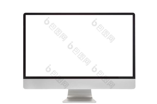 计算机监视器，像 mac 与空白的屏幕。白色背景上孤立.