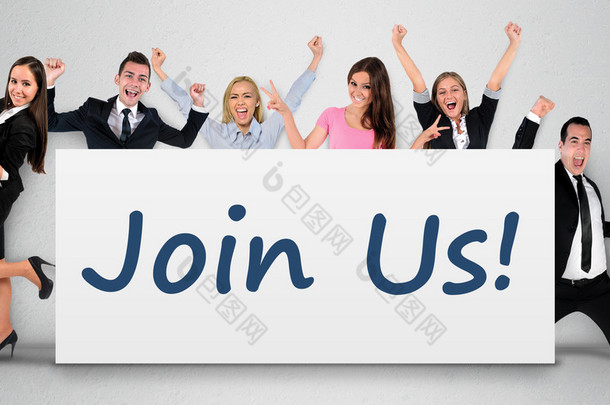 Join us word on banner