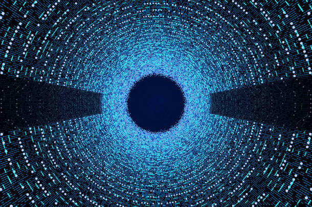 抽象的蓝色未来派隧道图技术概念