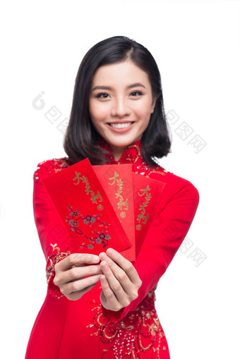 传统节日成本上美丽的亚洲女人的画像图片