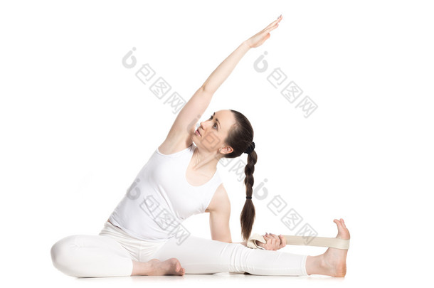 Yoga with props, Revolved Head to Knee pose