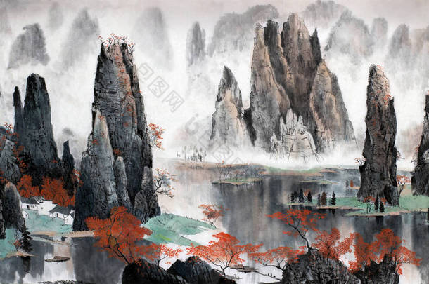 中国山水画的山和水