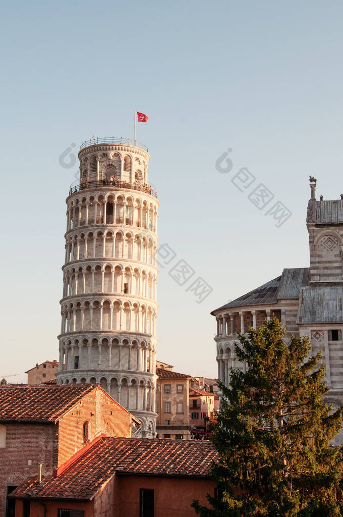 意大利托斯卡纳Pisa Piazza dei Miracoli的倾斜塔