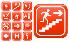 组的红色应急消防安全标志