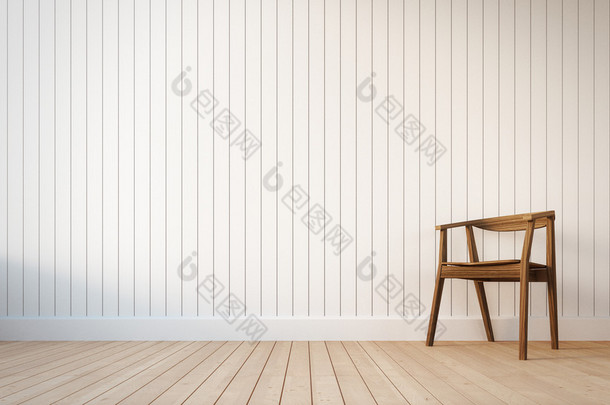 椅子和白墙垂直条纹