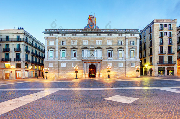 自治区政府大楼的加泰罗尼亚宫在巴塞罗那，马略<strong>卡</strong>岛帕尔马 Jaume 广场