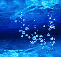 蓝色气泡水下