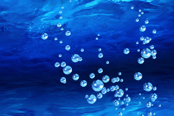 蓝色气泡水下