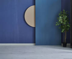 现代深蓝色石墙，纹理墙，蓝色装饰墙，室内概念。家庭墙背景。镶木地板和现代背景