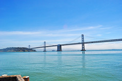 旧金山: 海湾大桥、旧金山-奥克兰湾布里奇河的全景