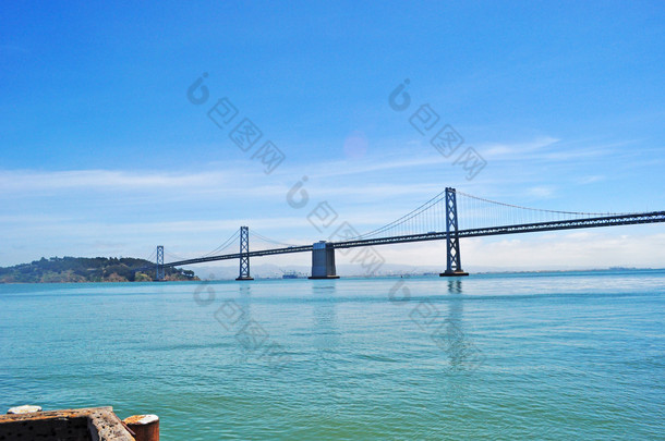 旧金山: 海湾大桥、旧金山-奥克兰湾布里奇河的全景