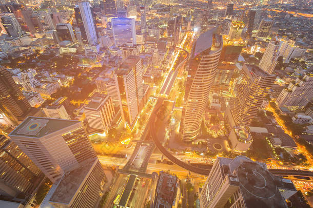 鸟瞰曼谷中央商务中心商业区泰国