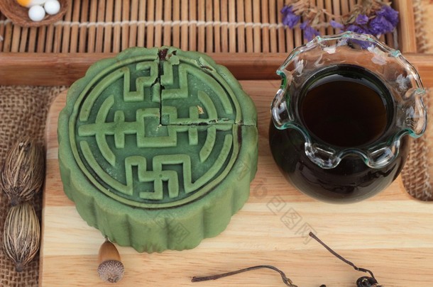 节日月亮蛋糕-中国点心、 <strong>绿茶</strong>.