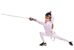 儿童女子重剑击剑冲刺.