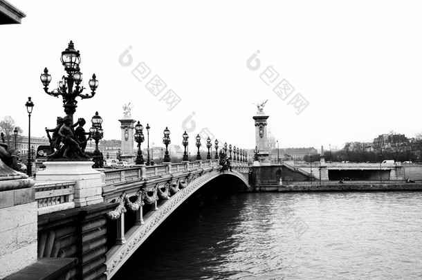 pont alexandre iii-桥在巴黎，法国.