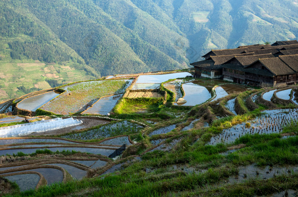 Zhuang ethnic minority village in Guangxi Province, China.