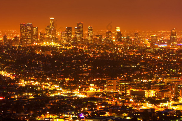 洛杉矶，日落时我市市区