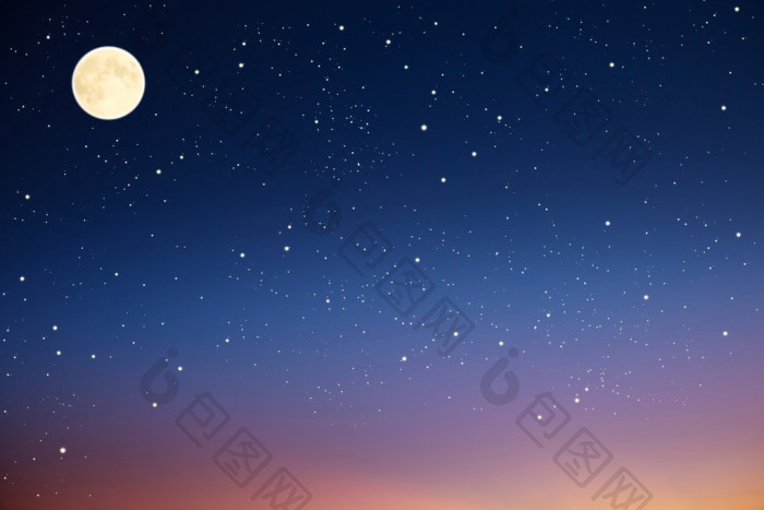夜空中的月亮和星星图片-包图网企业站