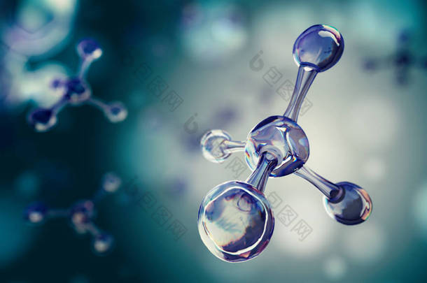 科学或医学背景与<strong>分子</strong>和原子.