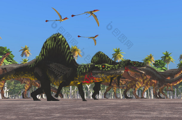 亚利桑那龙和板龙恐龙
