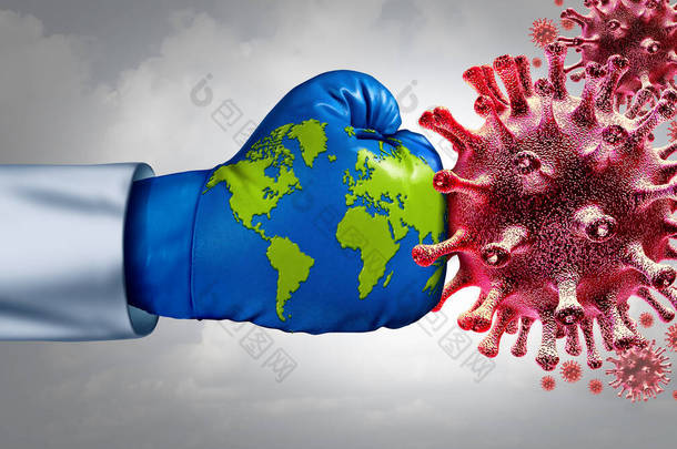 全球病毒疫苗和流感病毒或头孢病毒的医疗对抗疾病控制国际社会的医生对抗传染病细胞作为一个医疗隐喻研究<strong>治疗</strong>与3D插图元素.