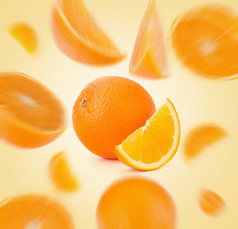 飞片橙色水果线段