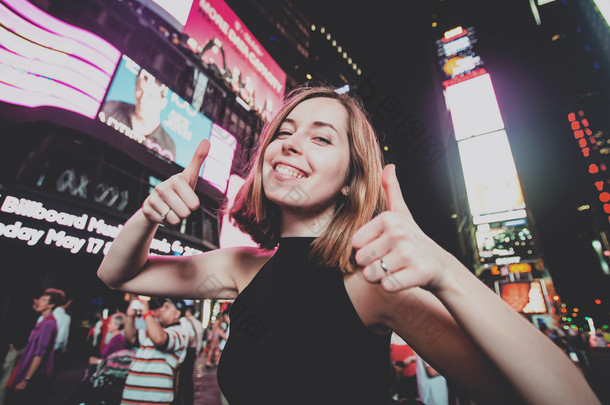 Woman tourist in New York City