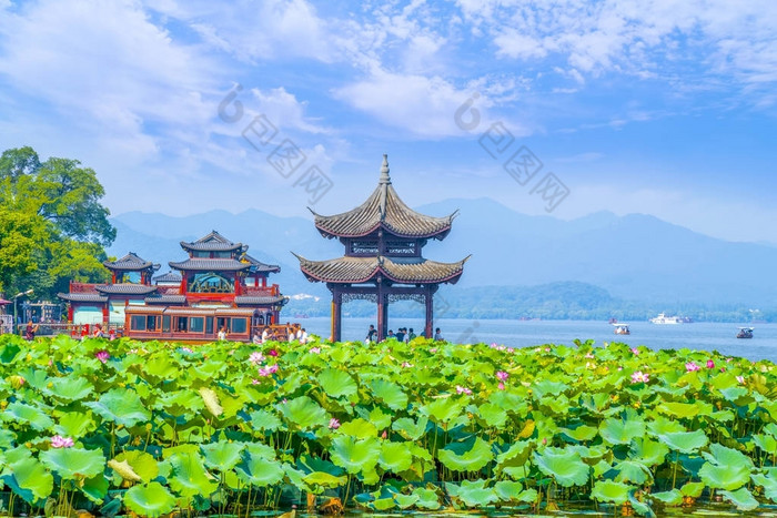 杭州西湖秀丽的风景 窗边风景