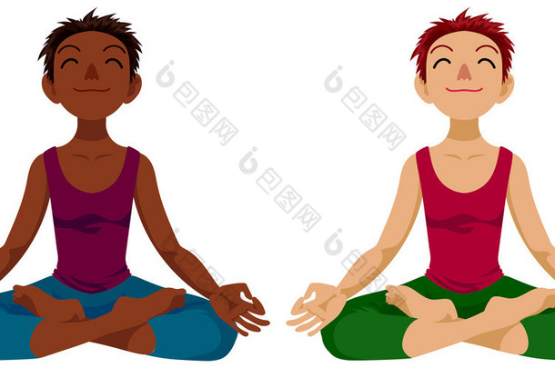 Girl in yoga lotus position. 