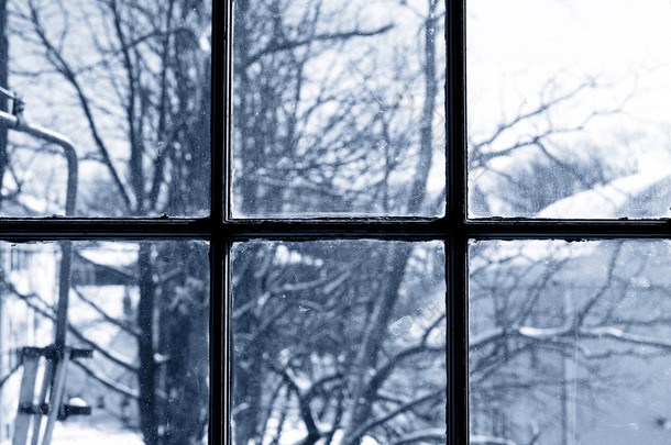 冬天从窗口中的视图